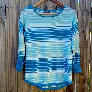 EUC Eddie Bauer Blue Striped Crewneck Sweater